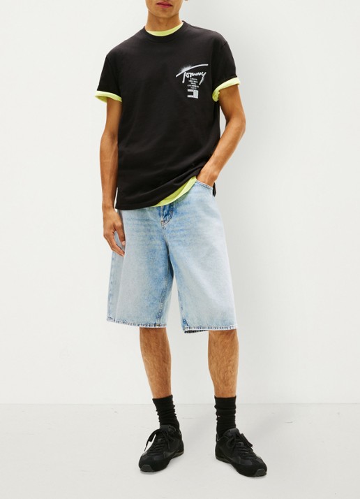 Tommy Hilfiger T-shirt met logo- en backprint - voorkant 2 zwart