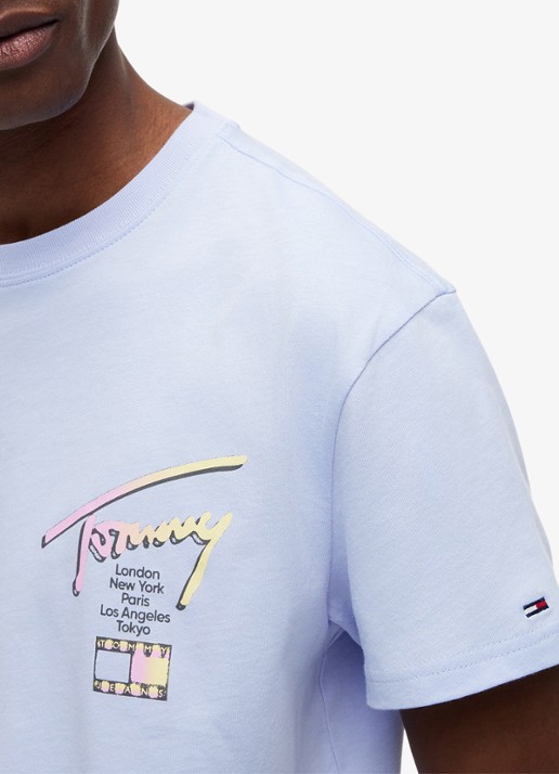 Tommy Hilfiger T-shirt met logo- en backprint - detail 5 lila