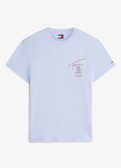 Tommy Hilfiger T-shirt met logo- en backprint - voorkant 2 lila