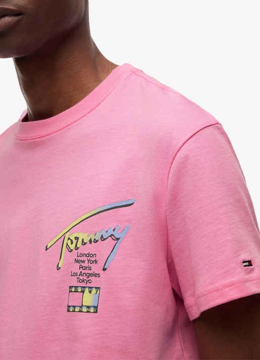 Tommy Hilfiger T-shirt met logo- en backprint - detail 3 lichtroze