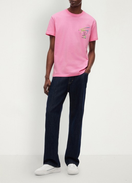 Tommy Hilfiger T-shirt met logo- en backprint - voorkant 5 lichtroze