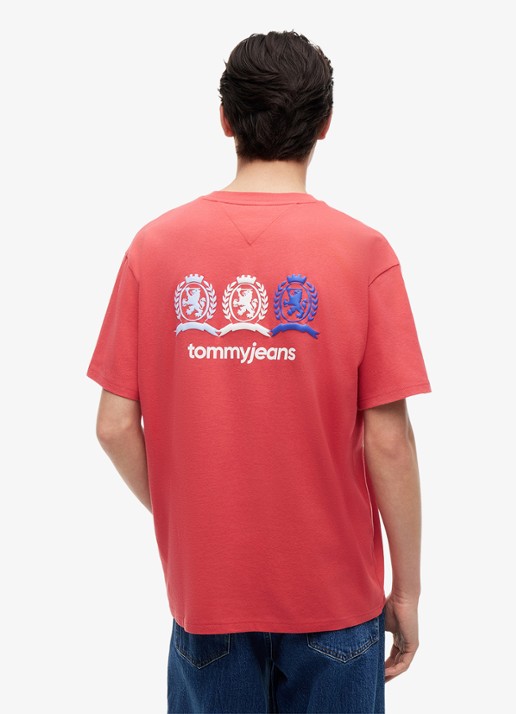 Tommy Hilfiger T-shirt met logo- en backprint - achterkant rood