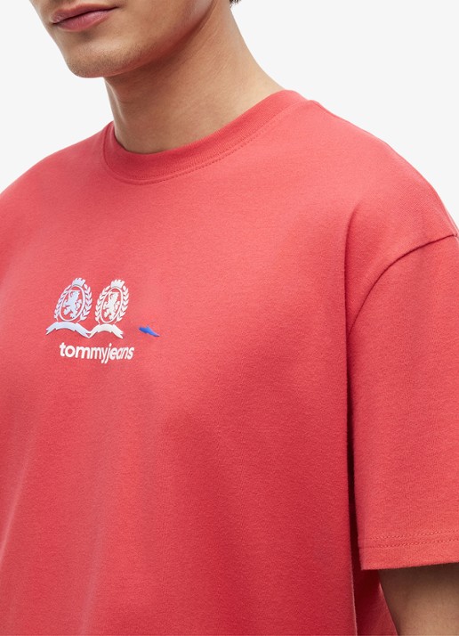 Tommy Hilfiger T-shirt met logo- en backprint - detail 5 rood