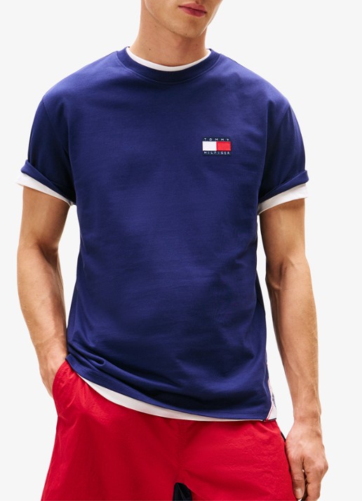 Tommy Hilfiger T-shirt met logo- en backprint - achterkant 7 donkerblauw