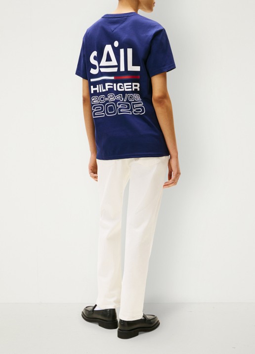 Tommy Hilfiger T-shirt met logo- en backprint - detail 3 donkerblauw