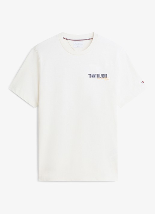 Tommy Hilfiger T-shirt met logo- en backprint - voorkant 2 ivoor