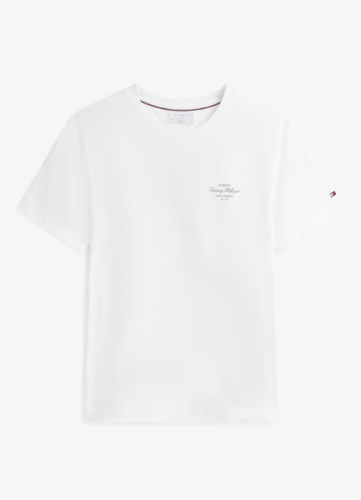 Tommy Hilfiger T-shirt met logo- en backprint - voorkant wit