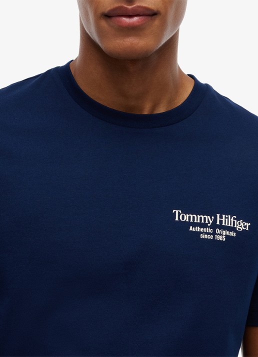 Tommy Hilfiger T-shirt met logo- en backprint - detail 5 donkerblauw