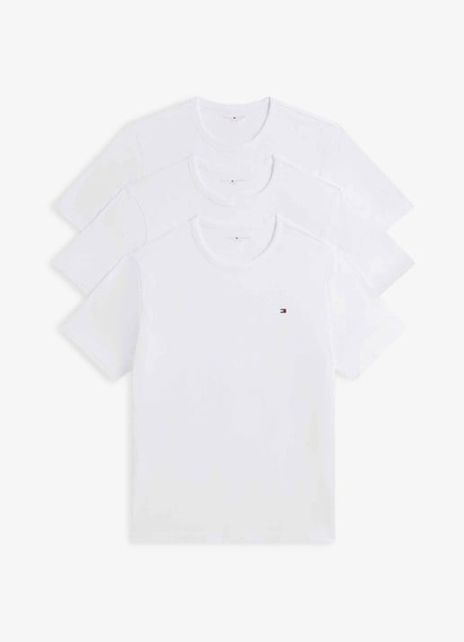 Tommy Hilfiger T-shirt met logo in 3-pack - voorkant 4 ivoor