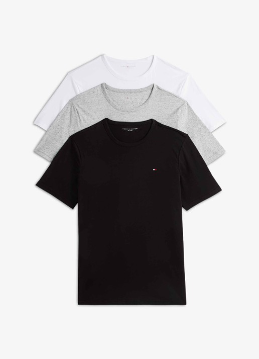 Tommy Hilfiger T-shirt met logo in 3-pack - voorkant grijs