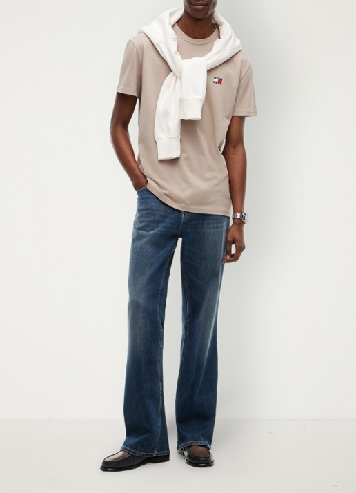 Tommy Hilfiger T-shirt met logo - voorkant 2 limestone dust-pke / beige