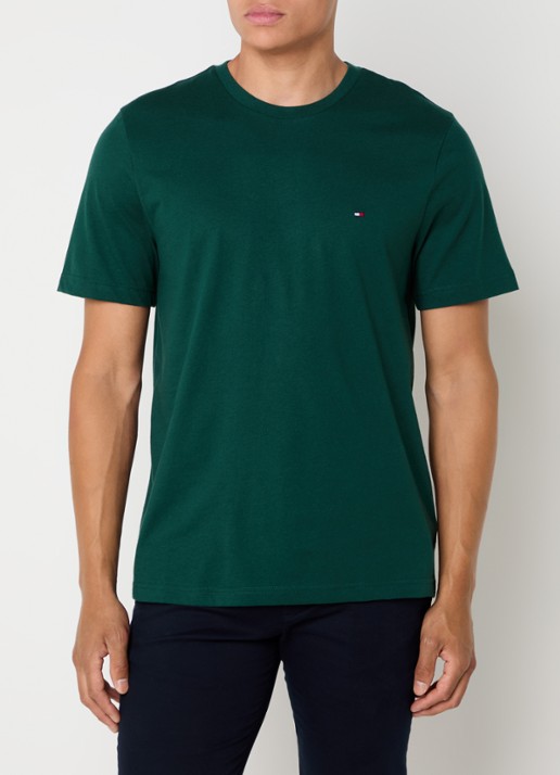 Tommy Hilfiger T-shirt met logo - detail 4 zeegroen