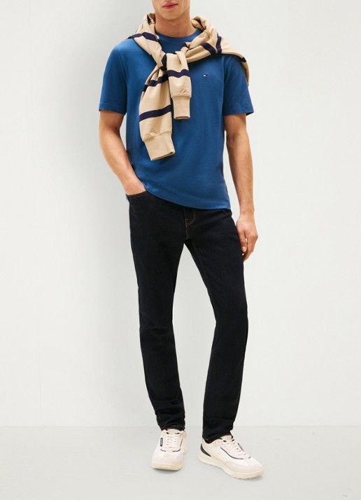 Tommy Hilfiger T-shirt met logo - voorkant 2 petrol