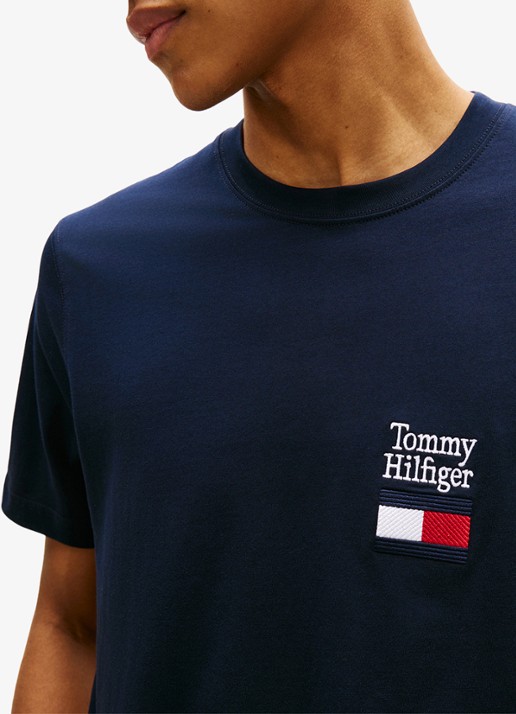 Tommy Hilfiger T-shirt met logo - detail 4 donkerblauw
