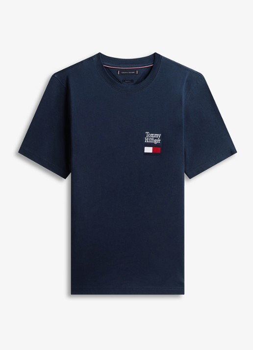 Tommy Hilfiger T-shirt met logo - voorkant donkerblauw