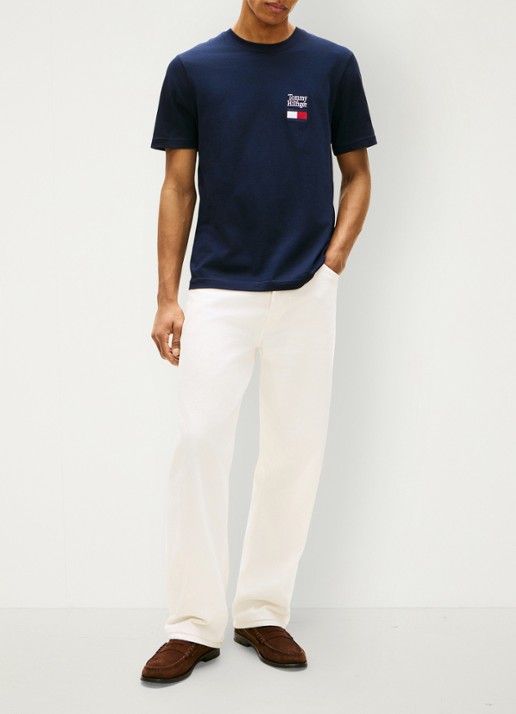 Tommy Hilfiger T-shirt met logo - voorkant 2 donkerblauw