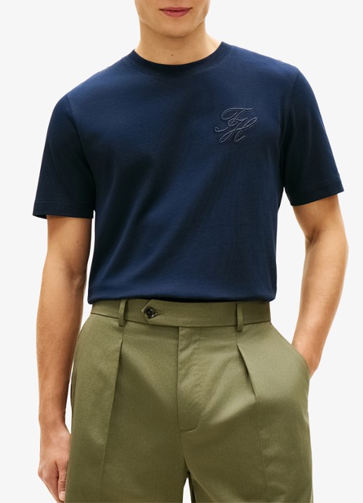 Tommy Hilfiger T-shirt met logo - detail 2 donkerblauw