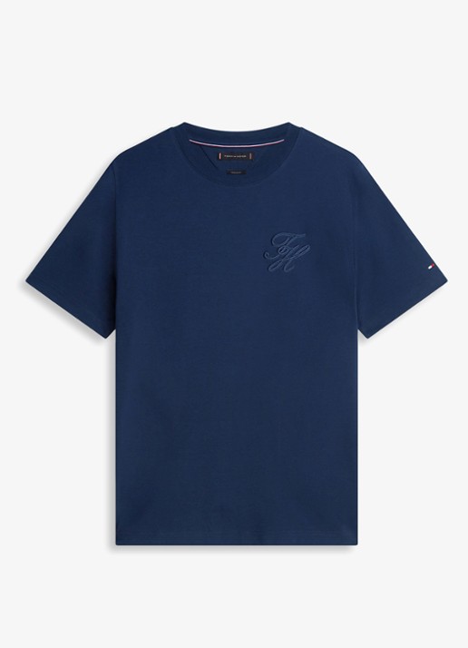 Tommy Hilfiger T-shirt met logo - voorkant 4 donkerblauw