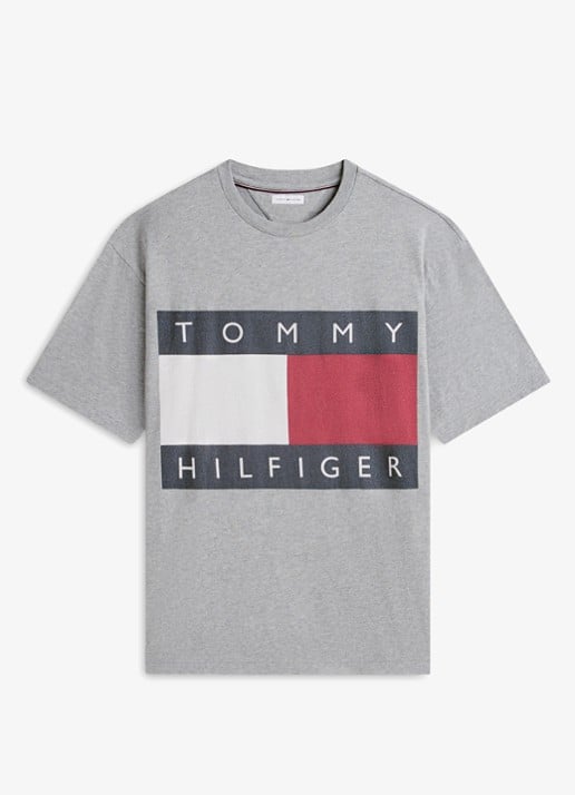 Tommy Hilfiger T-shirt met logo - voorkant 3 lichtgrijs