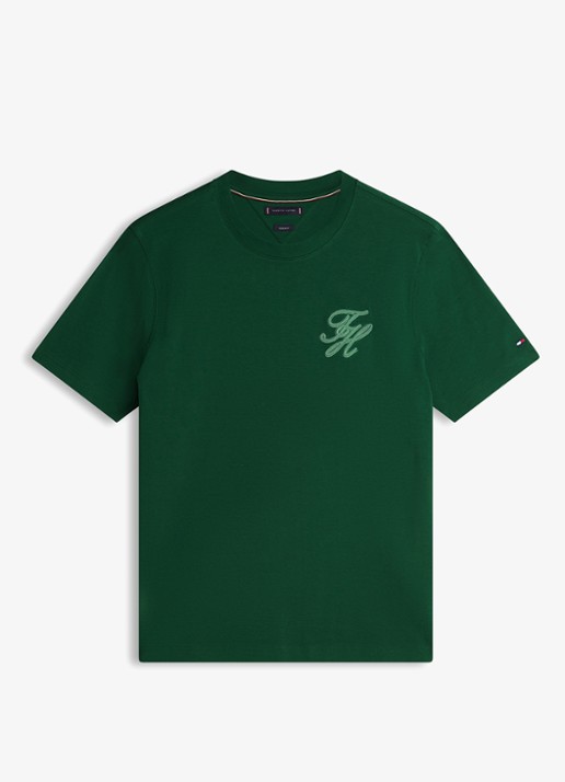 Tommy Hilfiger T-shirt met logo - voorkant groen