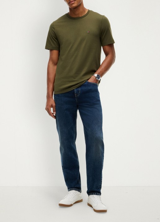 Tommy Hilfiger T-shirt met logo - voorkant 3 huntsman green-mt1 / groen