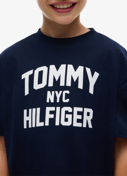 Tommy Hilfiger T-shirt met logo  - detail 2 donkerblauw