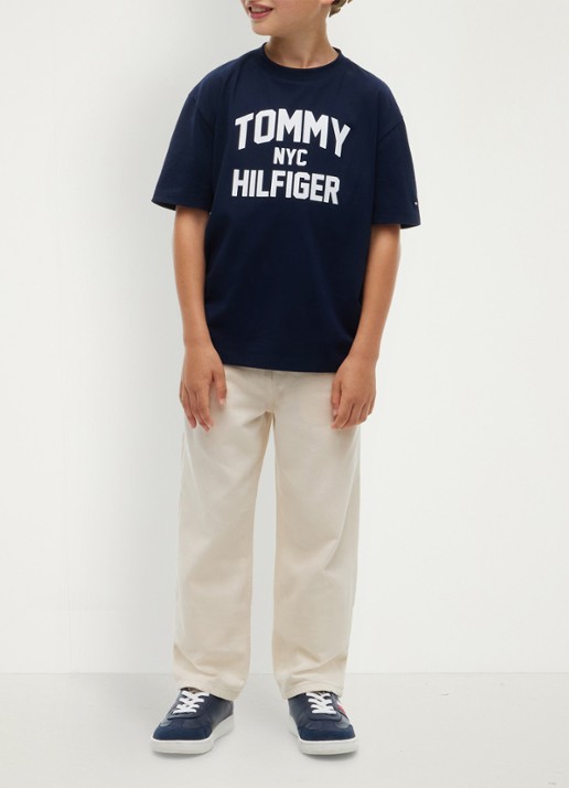 Tommy Hilfiger T-shirt met logo  - voorkant 5 donkerblauw