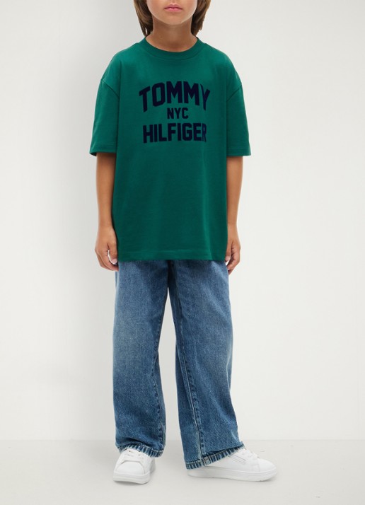 Tommy Hilfiger T-shirt met logo  - voorkant 3 groen