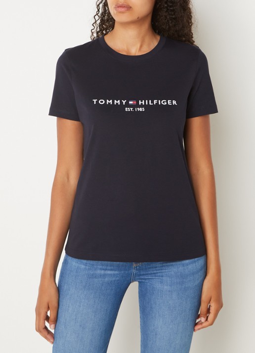 Tommy Hilfiger T-shirt met logoborduring en ronde hals