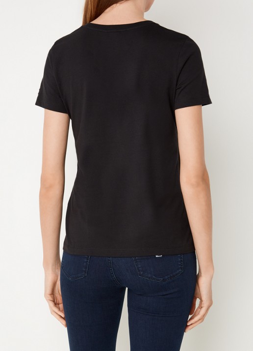 Tommy Hilfiger T-shirt met logoborduring en ronde hals - achterkant zwart