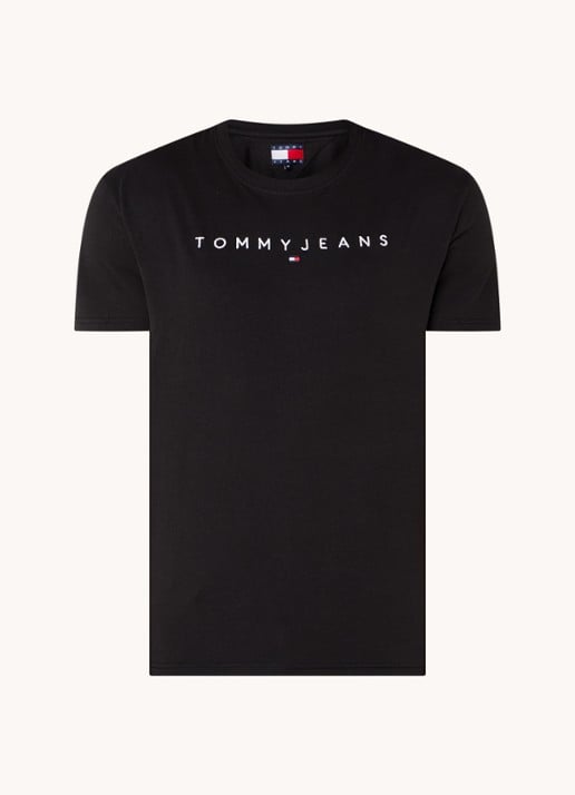 Tommy Hilfiger T-shirt met logoborduring - voorkant zwart