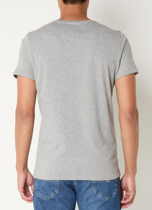 Tommy Hilfiger T-shirt met logoborduring  - achterkant grijsmele