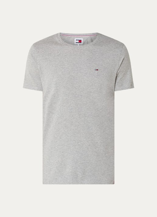 Tommy Hilfiger T-shirt met logoborduring  - voorkant 3 grijsmele