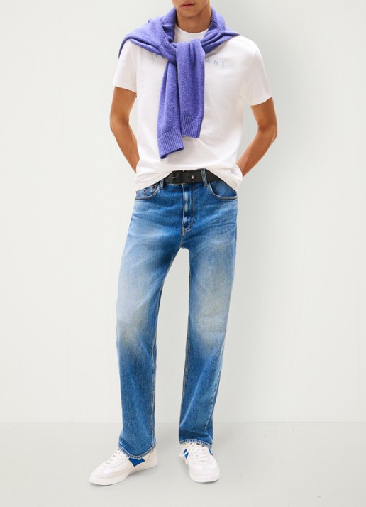 Tommy Hilfiger T-shirt met logoborduring - voorkant 4 creme