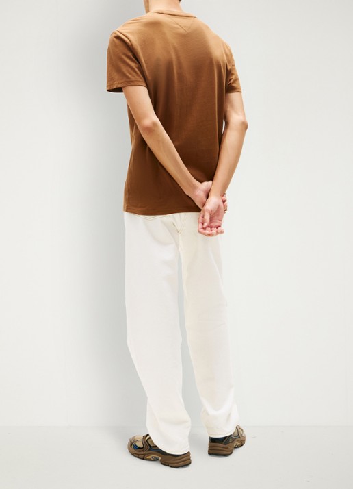 Tommy Hilfiger T-shirt met logoborduring - achterkant bruin