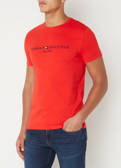 Tommy Hilfiger T-shirt met logoborduring  - detail fireworks / rood