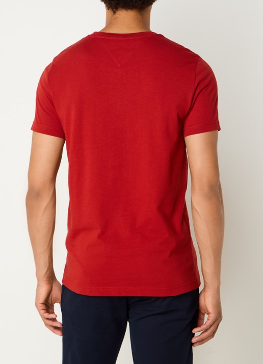 Tommy Hilfiger T-shirt met logoborduring  - achterkant 3 dark magma / rood