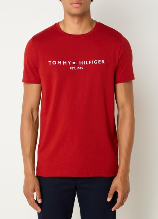 Tommy Hilfiger T-shirt met logoborduring  - detail 4 dark magma / rood