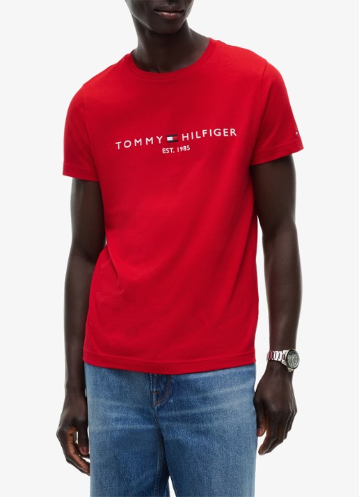 Tommy Hilfiger T-shirt met logoborduring  - detail 4 medium red / white-xld