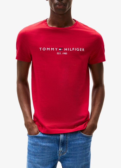 Tommy Hilfiger T-shirt met logoborduring  - detail 6 medium red / white-xld