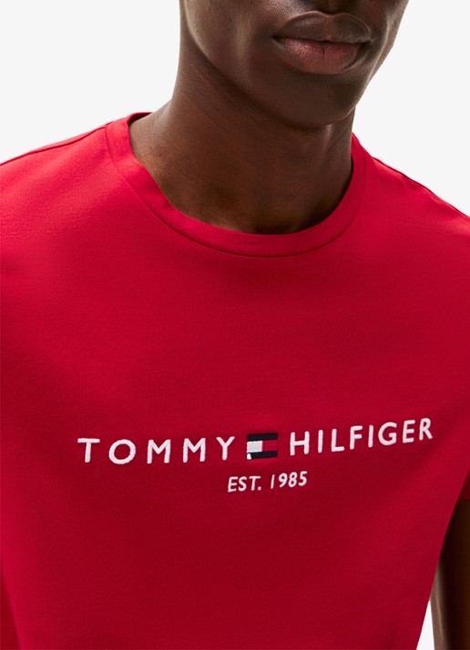 Tommy Hilfiger T-shirt met logoborduring  - detail 8 medium red / white-xld