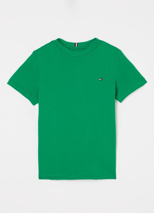 Tommy Hilfiger T-shirt met logoborduring - voorkant olympic green-l4b / groen