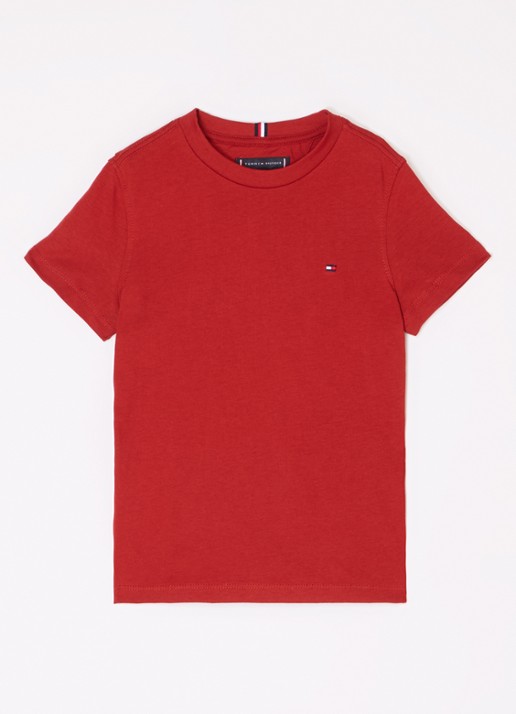 Tommy Hilfiger T-shirt met logoborduring - voorkant dark magma-xnn / rood
