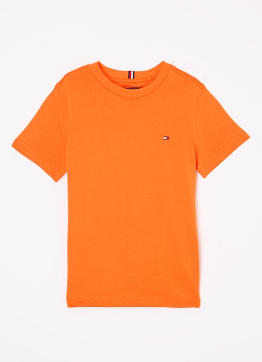 Tommy Hilfiger T-shirt met logoborduring - voorkant orange thunder-sfo / oranje