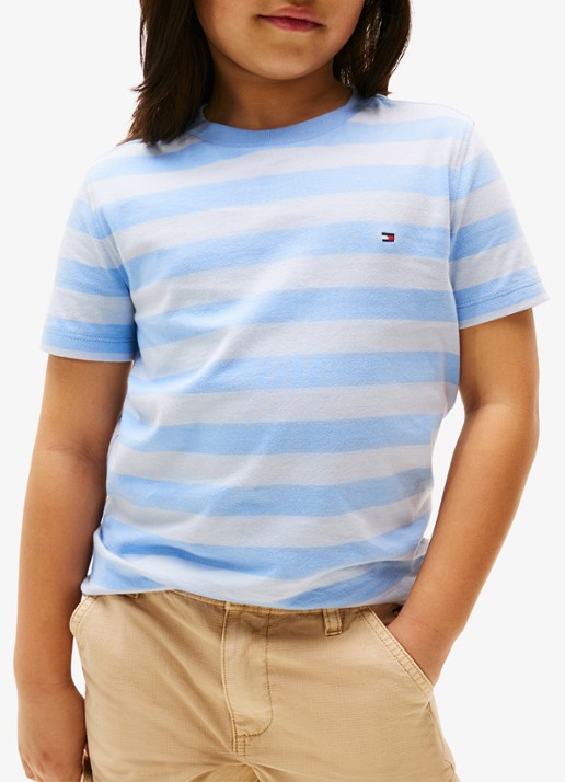 Tommy Hilfiger T-shirt met logoborduring - detail 3 cloudy blue-c14 / lichtblauw