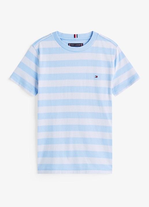Tommy Hilfiger T-shirt met logoborduring - voorkant cloudy blue-c14 / lichtblauw
