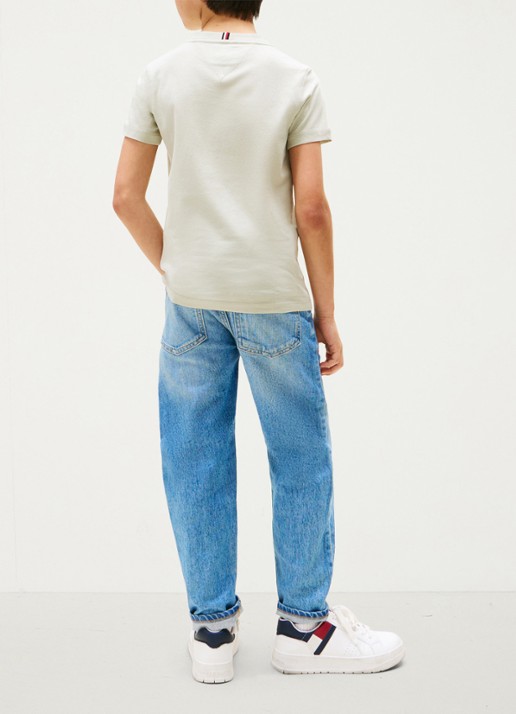 Tommy Hilfiger T-shirt met logoborduring - achterkant misty sage-m1c / groen