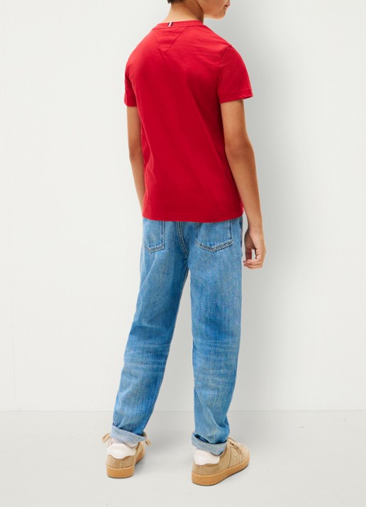 Tommy Hilfiger T-shirt met logoborduring - achterkant medium red-xld / rood