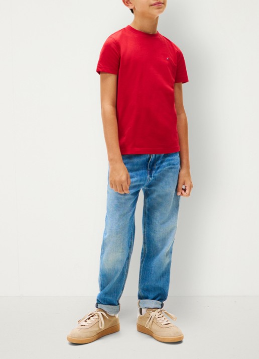 Tommy Hilfiger T-shirt met logoborduring - voorkant 3 medium red-xld / rood