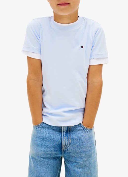 Tommy Hilfiger T-shirt met logoborduring - detail 3 sweet blue-c3q / lichtblauw